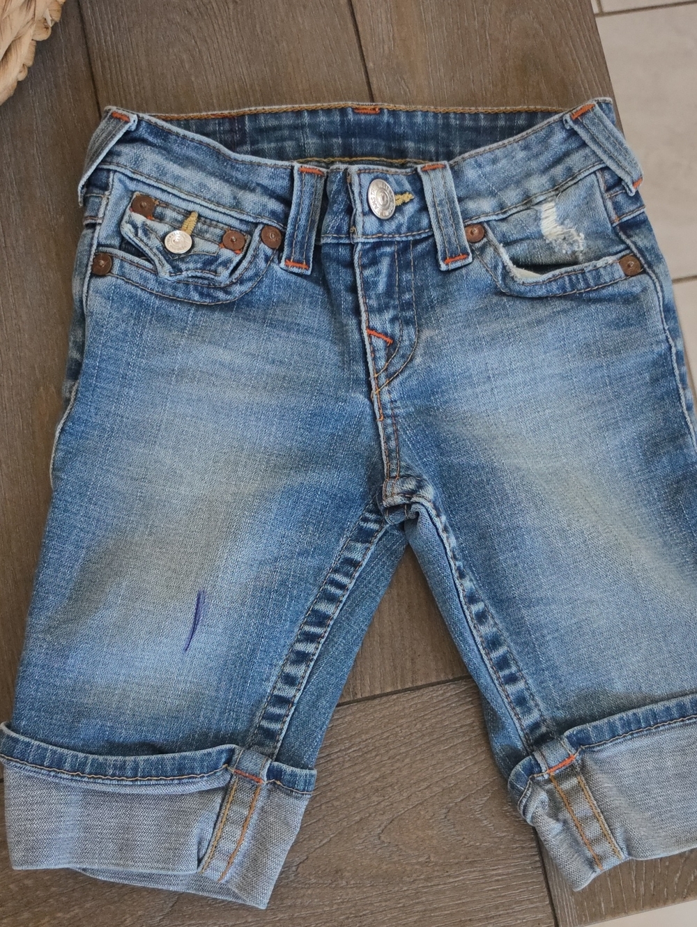 True Religion Girls Light Blue Distressed Denim Shorts
